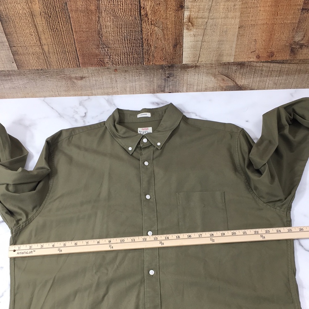 J. Crew All Cotton Oxford Green Classic Button Down Shirt Mens XL Long Sleeve - Picture 9 of 14